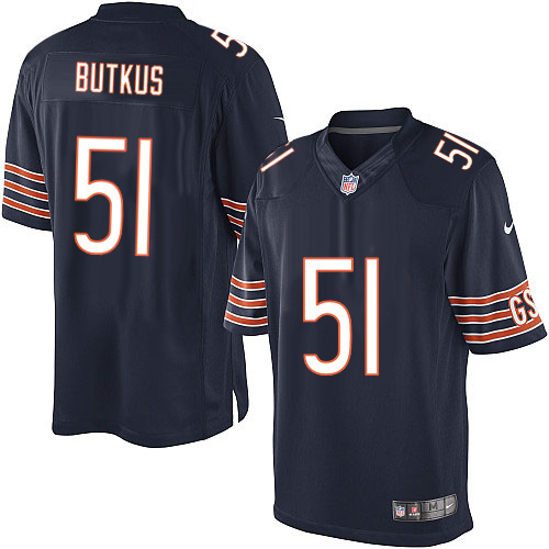 Men's Limited Dick Butkus Nike Jersey Navy Blue Home - #51 NFL Chicago Bears